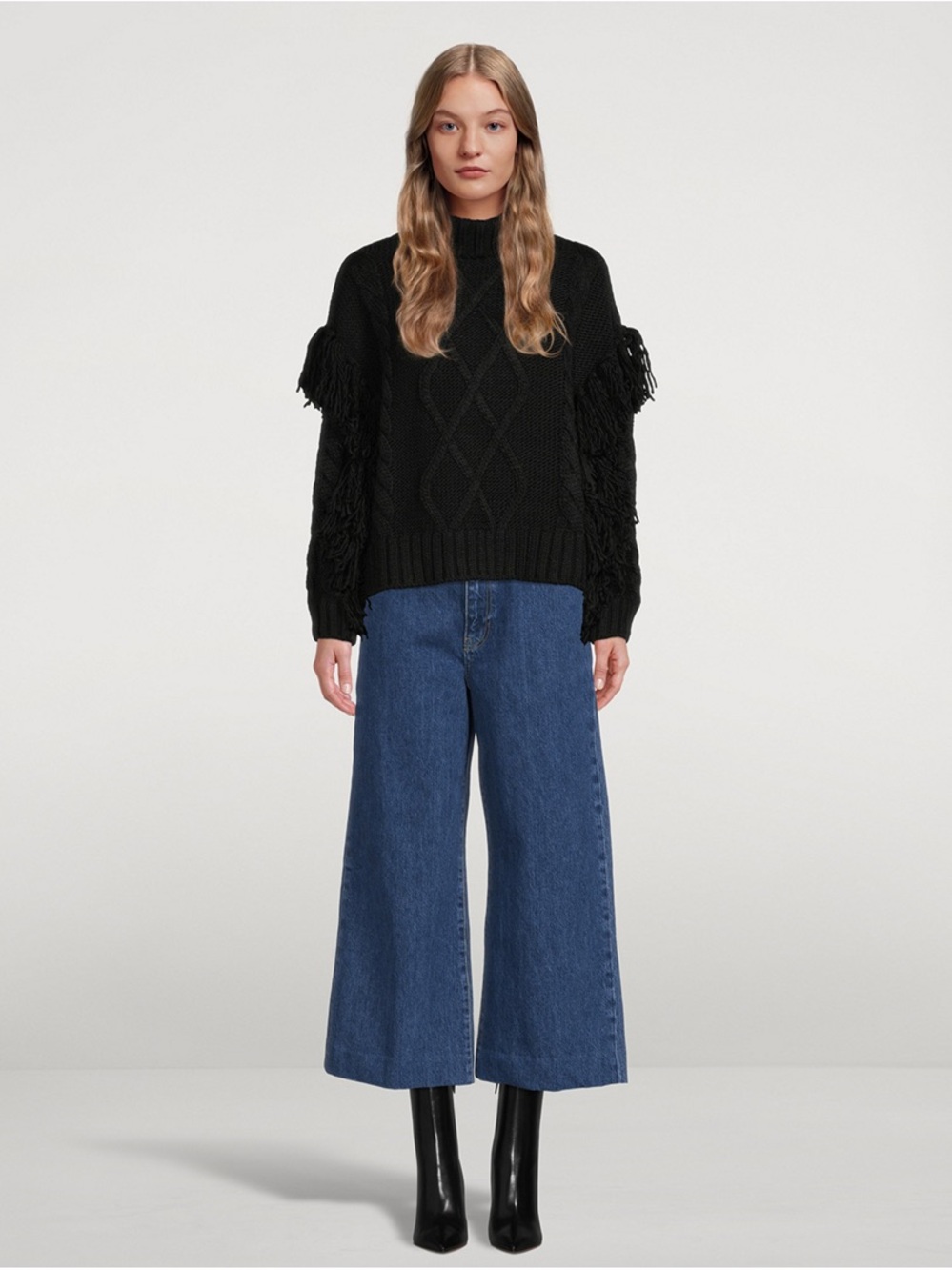 Frame Denim High-Rise Wide-Leg Cropped Jeans Nordic Wash Size 27 Casual Flare - Picture 2 of 12